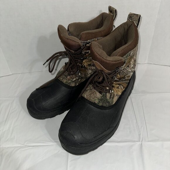 Mens Insulated Camouflage Winter Boots Size 11 Waterproof Rubber & Fabric - Picture 1 of 8